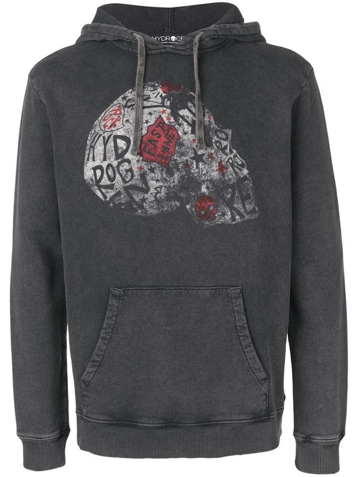 Hydrogen Skull Print Hoodie - Grey