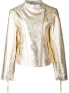 P.a.r.o.s.h. Metallic (grey) Biker Jacket, Women's, Size: 42, Lamb Skin