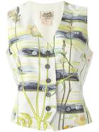 Hermes Vintage Car Print Waistcoat