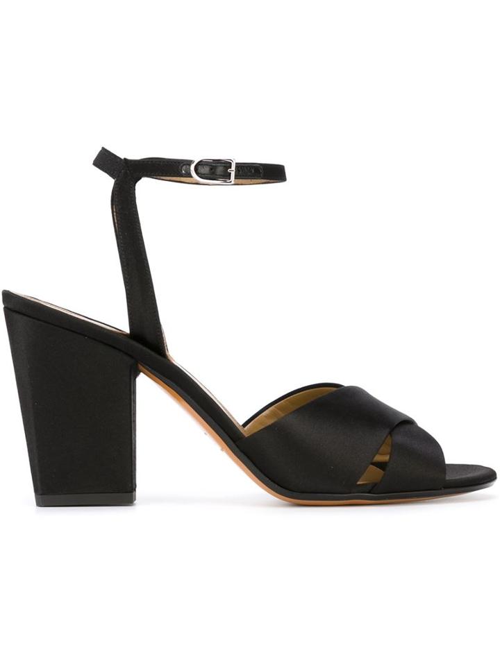 Sonia Rykiel Cross Strap Sandals, Women's, Size: 36, Black, Leather/satin/goat Skin