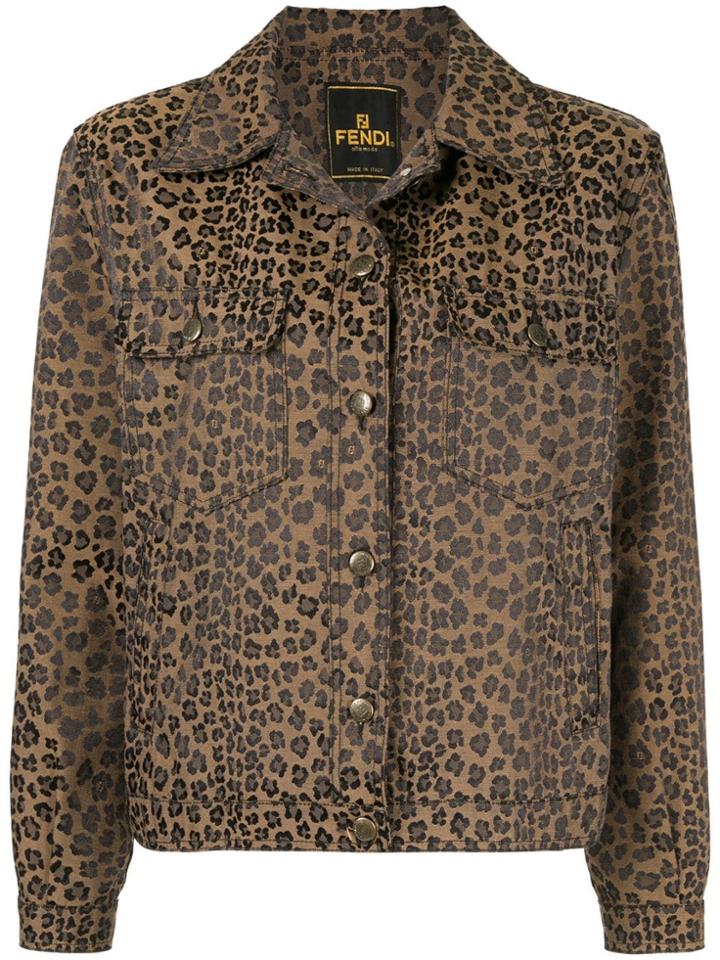 Fendi Vintage Leopard Jacquard Jacket - Brown