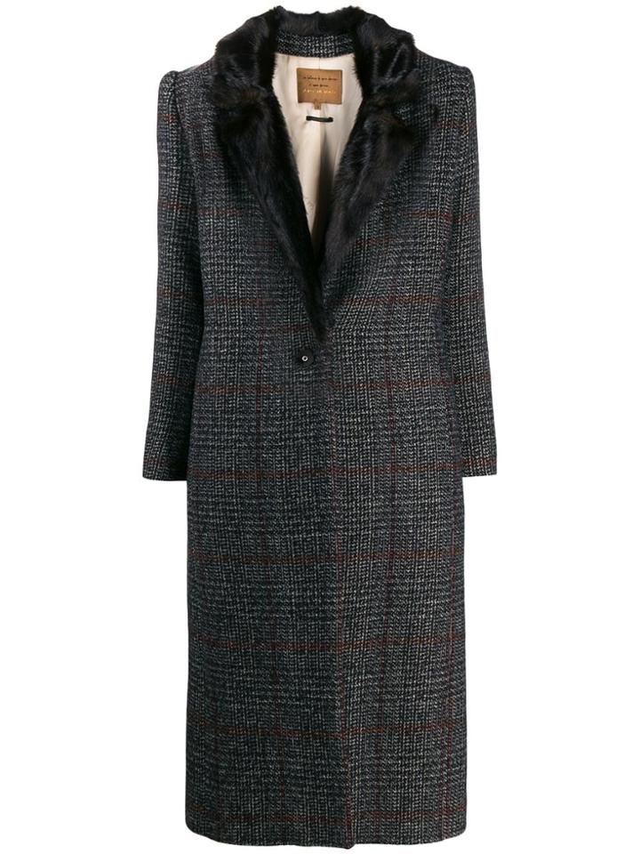 Alessia Santi Checked Single-breasted Coat - Blue