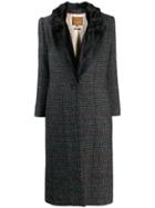 Alessia Santi Checked Single-breasted Coat - Blue
