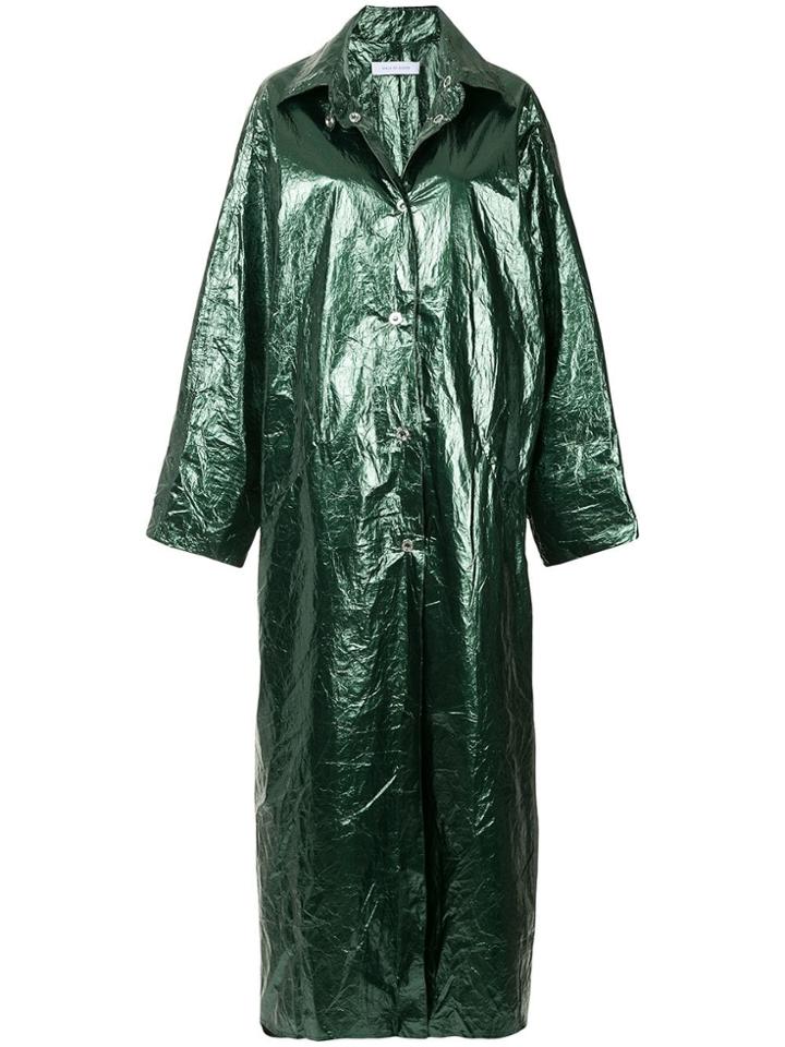 Walk Of Shame Glossy Long Raincoat - Green