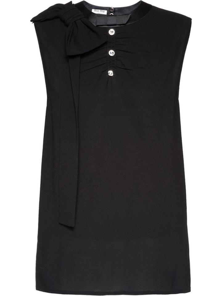 Miu Miu Sablé Top With Bows - Black