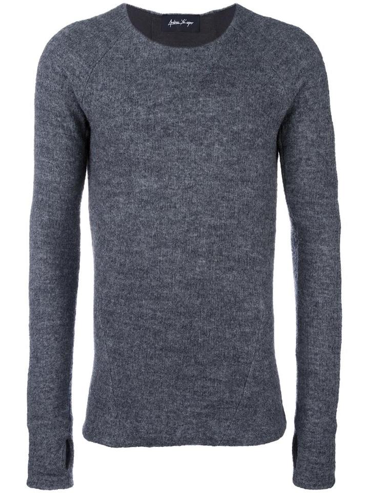 Andrea Ya'aqov Crew Neck Jumper, Men's, Size: Xl, Grey, Bamboo/wool/virgin Wool