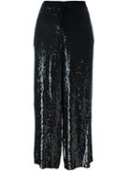 P.a.r.o.s.h. Drawstring Sequined Cropped Trousers, Women's, Size: Small, Black, Viscose/pvc