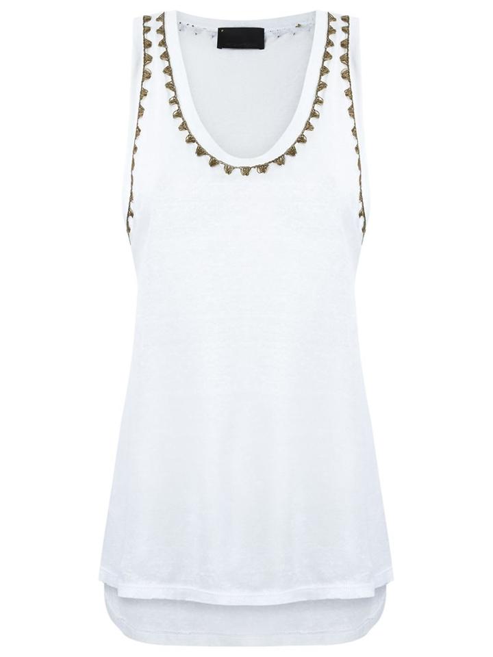 Andrea Bogosian Embroidered Tank Top, Women's, Size: P, White, Cotton