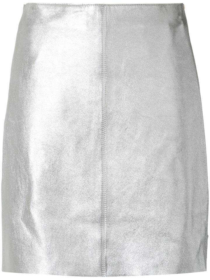 Nk Metallic Leather Skirt - Grey