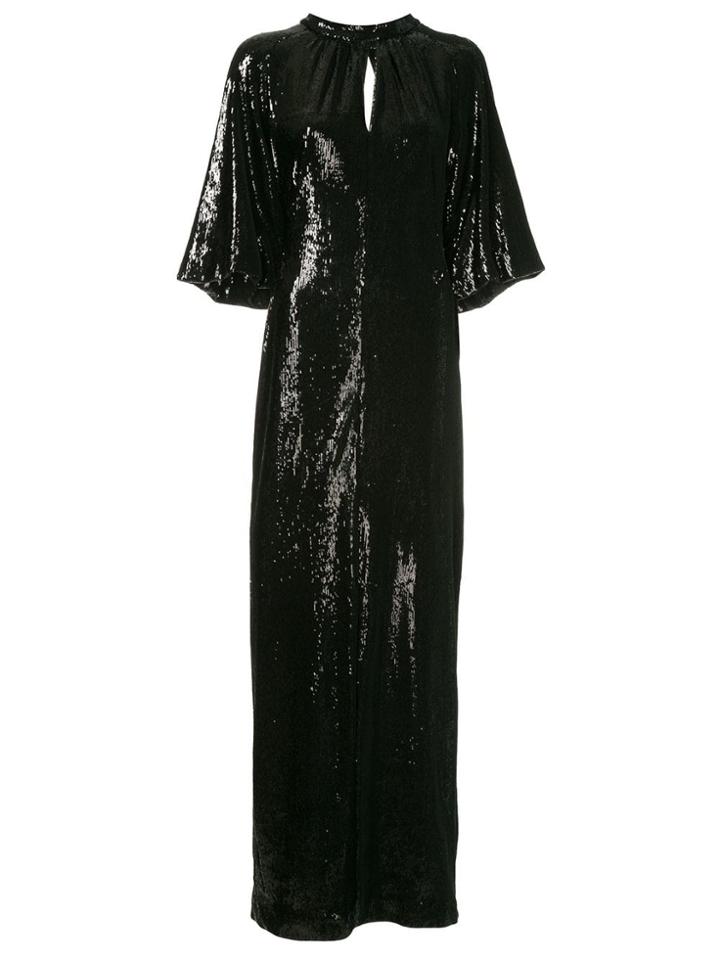 Osman Sequinned Long Dress - Black