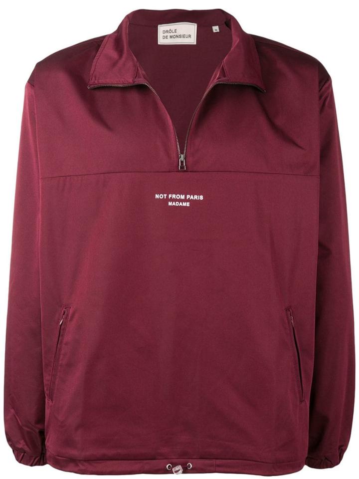 Drôle De Monsieur Zipped Collar Wind Breaker - Red