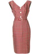 Prada Vintage Checked Belted Dress - Red