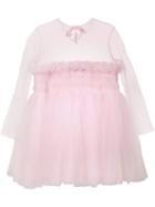 Molly Goddard Semi Sheer Babydoll Dress, Women's, Size: 2, Pink/purple, Nylon