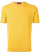 Roberto Collina Knitted T-shirt, Men's, Size: 46, Yellow/orange, Cotton