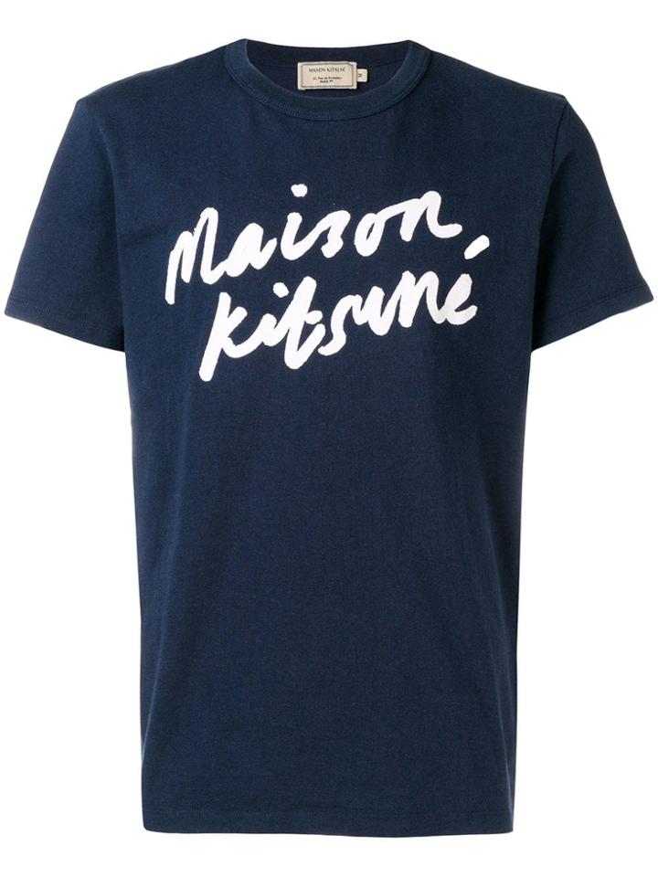 Maison Kitsuné Logo-print T-shirt - Blue