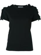 Msgm Ruffled Shoulders T-shirt, Women's, Size: Large, Black, Cotton