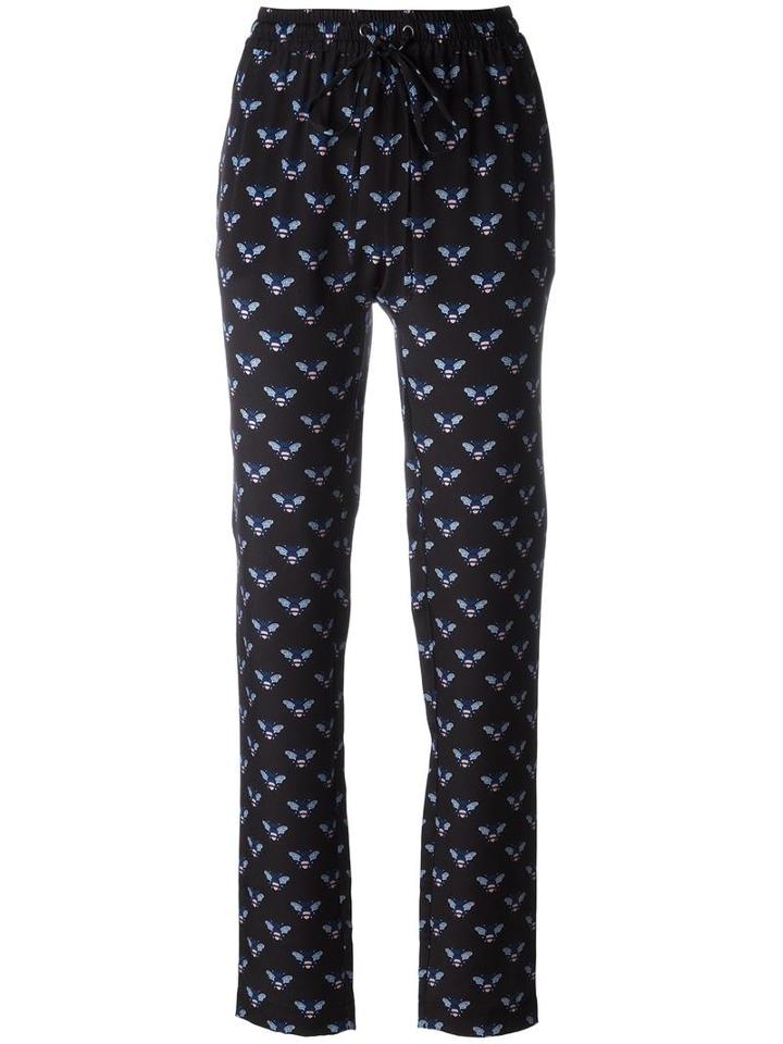 Markus Lupfer Bumble Bee Print Track Pants, Women's, Size: Medium, Black, Silk