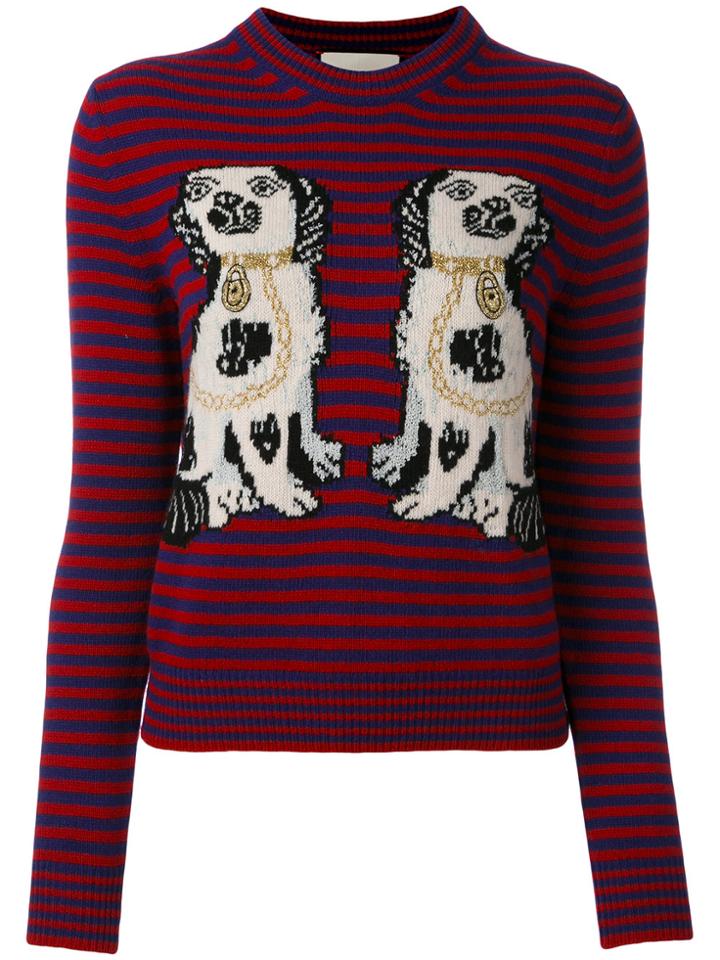 Gucci Dog Patch Stripe Top - Red