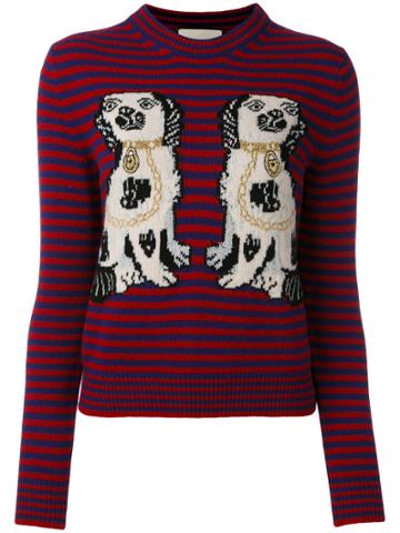Gucci Dog Patch Stripe Top - Red