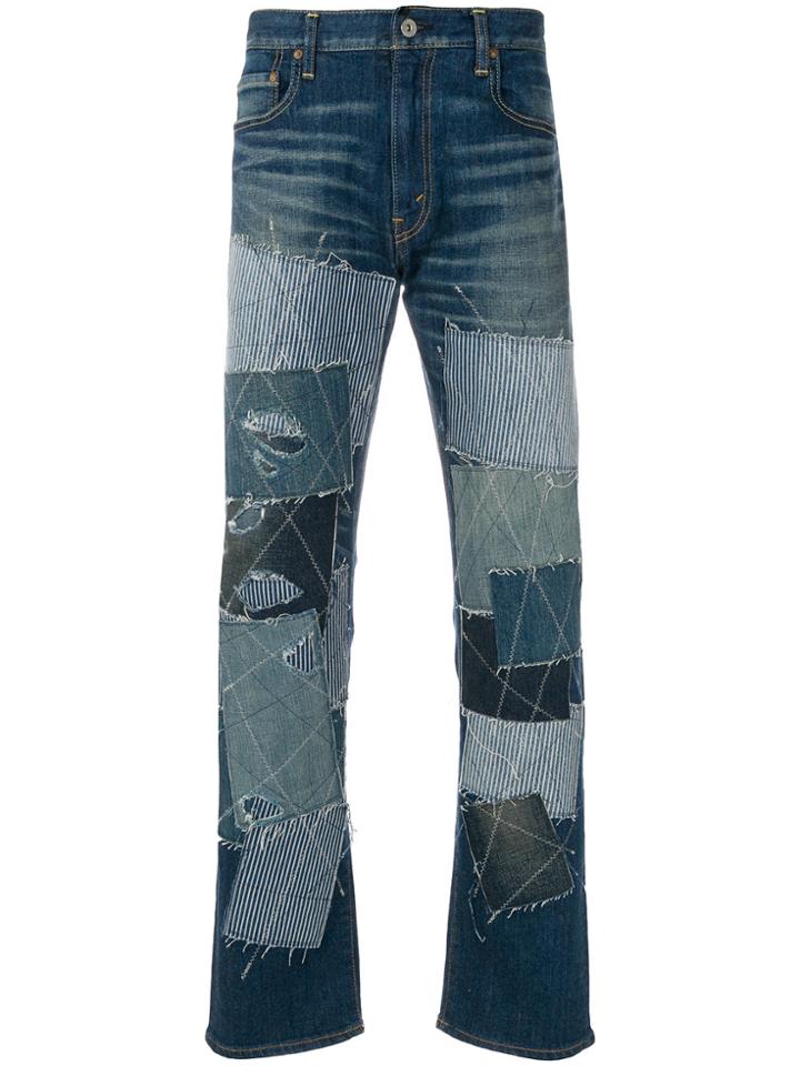 Junya Watanabe Man Patchwork Embroidered Jeans - Blue