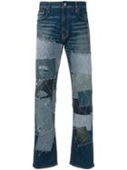 Junya Watanabe Man Patchwork Embroidered Jeans - Blue