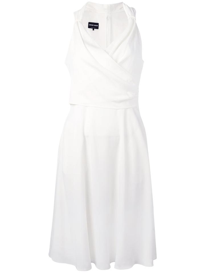 Giorgio Armani Wrap Front Dress, Women's, Size: 44, White, Silk/spandex/elastane/polyester
