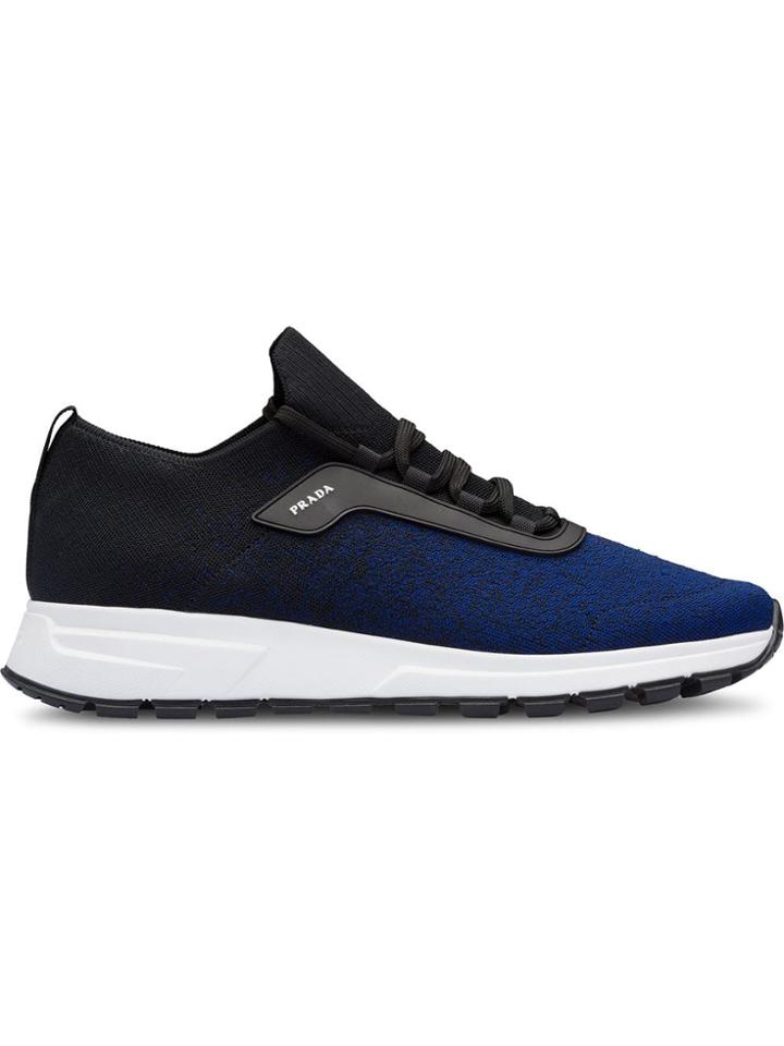 Prada Prax-o01 Knit Fabric Sneakers - Black
