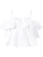 Msgm - Ruffle Top - Women - Cotton - 42, White, Cotton