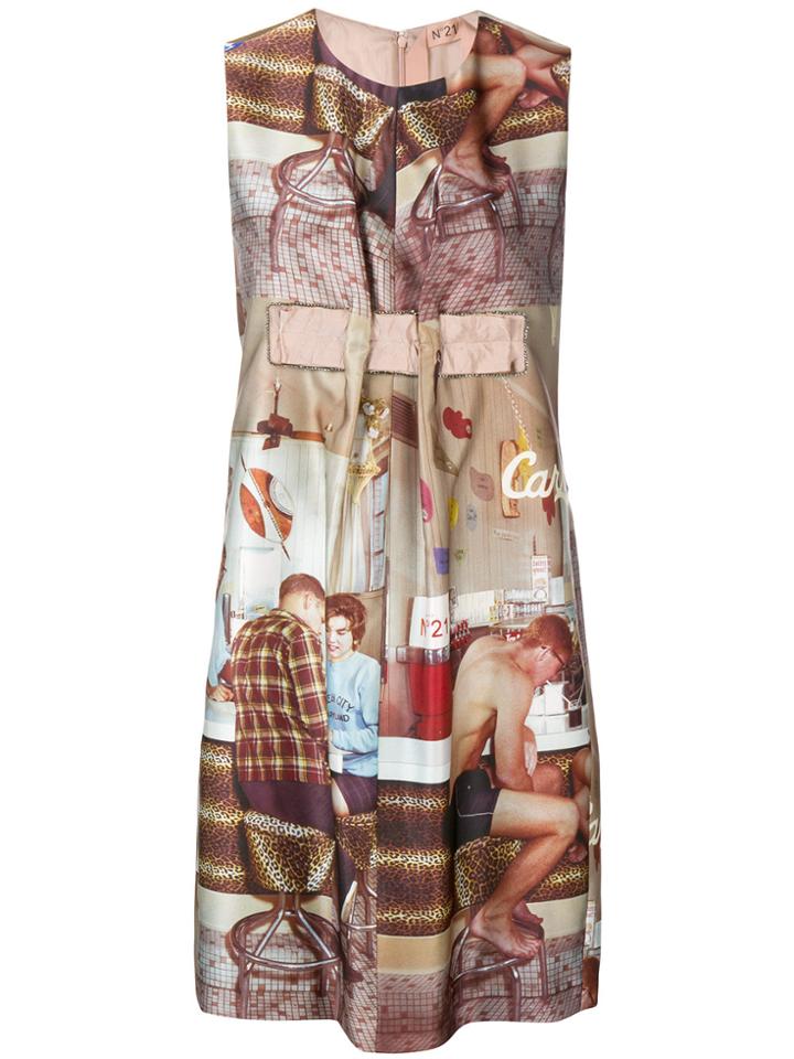 No21 Printed Dress - Brown