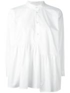 Peter Jensen Asymmetric Frill Blouse, Women's, Size: Small, White, Cotton