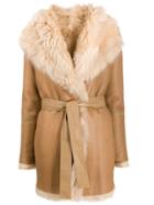 Joseph Belted Shawl Collar Coat - Brown