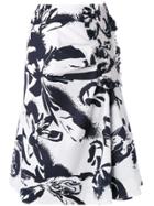 Cédric Charlier Abstract Print Midi Skirt - White