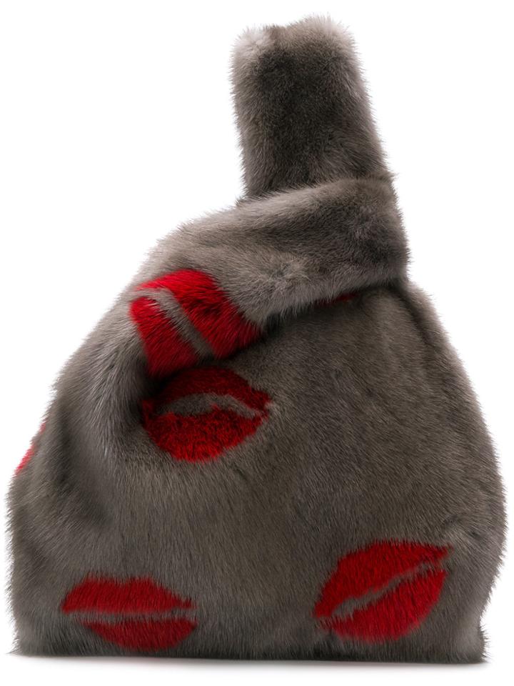 Simonetta Ravizza Furrissima Lip Tote Bag - Grey