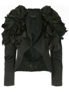 Comme Des Garçons Vintage Ruffled Shoulder Cropped Jacket - Black