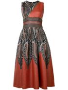Sophie Theallet Panelled Zipped Midi Dress, Women's, Size: 6, Brown, Cotton/polyamide