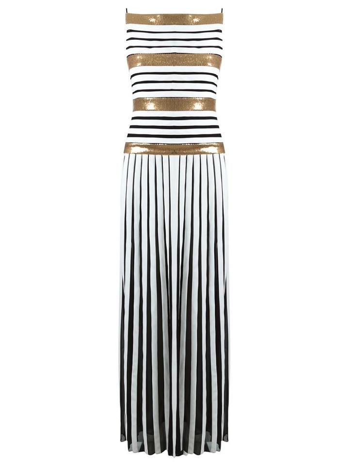 Reinaldo Lourenço Silk Striped Gown, Women's, Size: 36, Grey, Silk