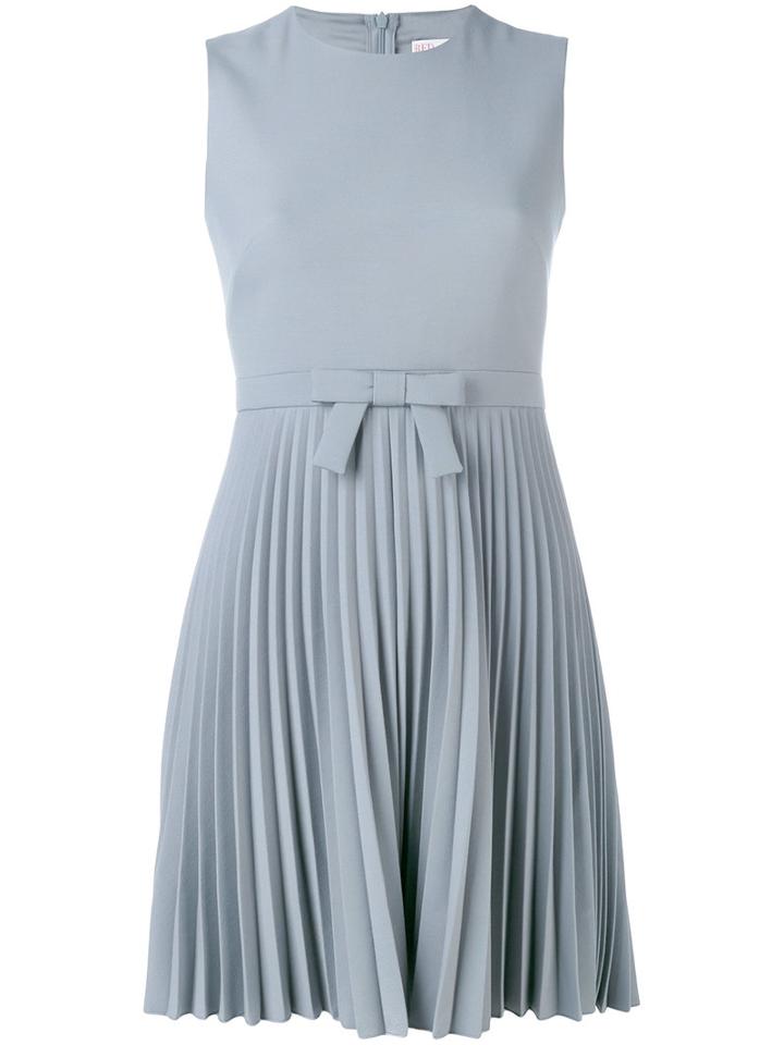 Red Valentino - Bow Detail Pleated Dress - Women - Polyester/spandex/elastane/acetate/viscose - 40, Grey, Polyester/spandex/elastane/acetate/viscose
