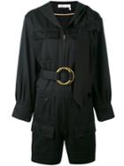 Chloé - Utility Playsuit - Women - Silk/cotton/virgin Wool - 34, Black, Silk/cotton/virgin Wool