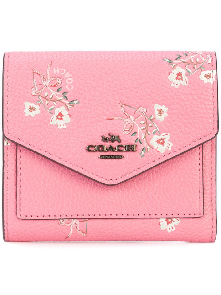 Coach Floral Bow Small Wallet - Pink & Purple