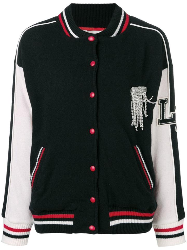 Laneus Embellished Varsity Jacket - Black