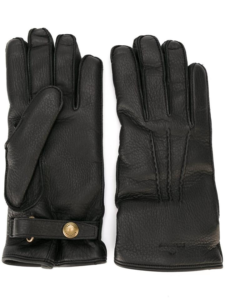 Belstaff Wrap Detail Gloves, Men's, Size: Large, Black, Leather/cashmere