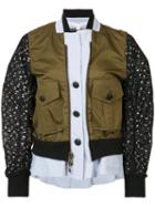 Veronica Beard - Layered Bomber Jacket - Women - Cotton/spandex/elastane - 6, Green, Cotton/spandex/elastane