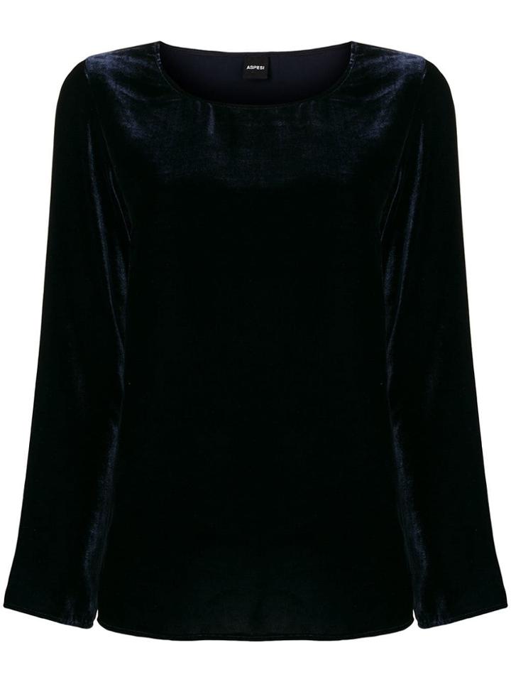 Aspesi Longsleeved Velvet Blouse - Blue
