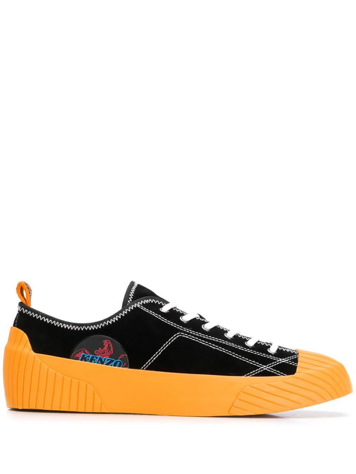 Kenzo Volkano Contrasting-sole Sneakers - Black