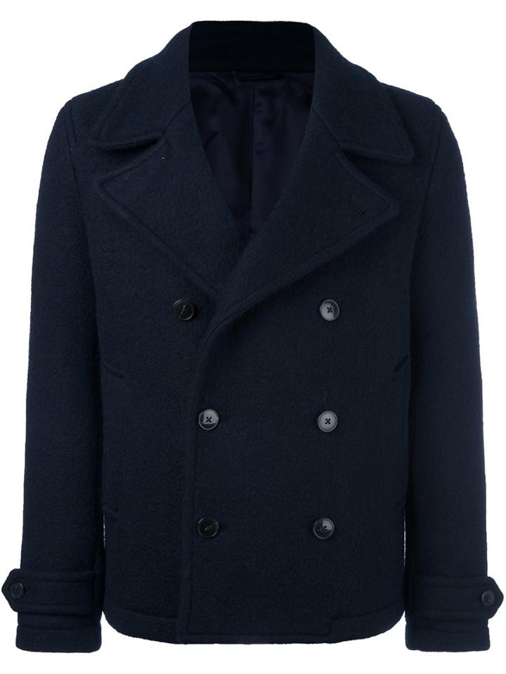 Dondup Double-breasted Peacoat, Men's, Size: 50, Blue, Polyester/viscose/virgin Wool