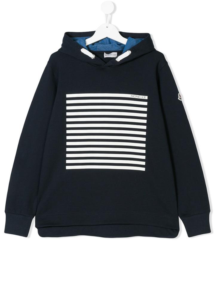 Moncler Kids Stripe Detail Hoodie - Blue