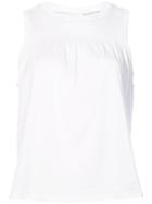 Cinq A Sept Ruched Sleeveless Blouse - White