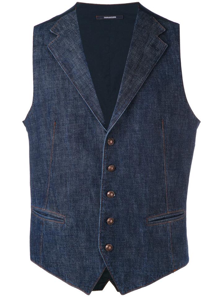 Denim Waistcoat - Men - Cotton - 46, Blue, Cotton, Tagliatore