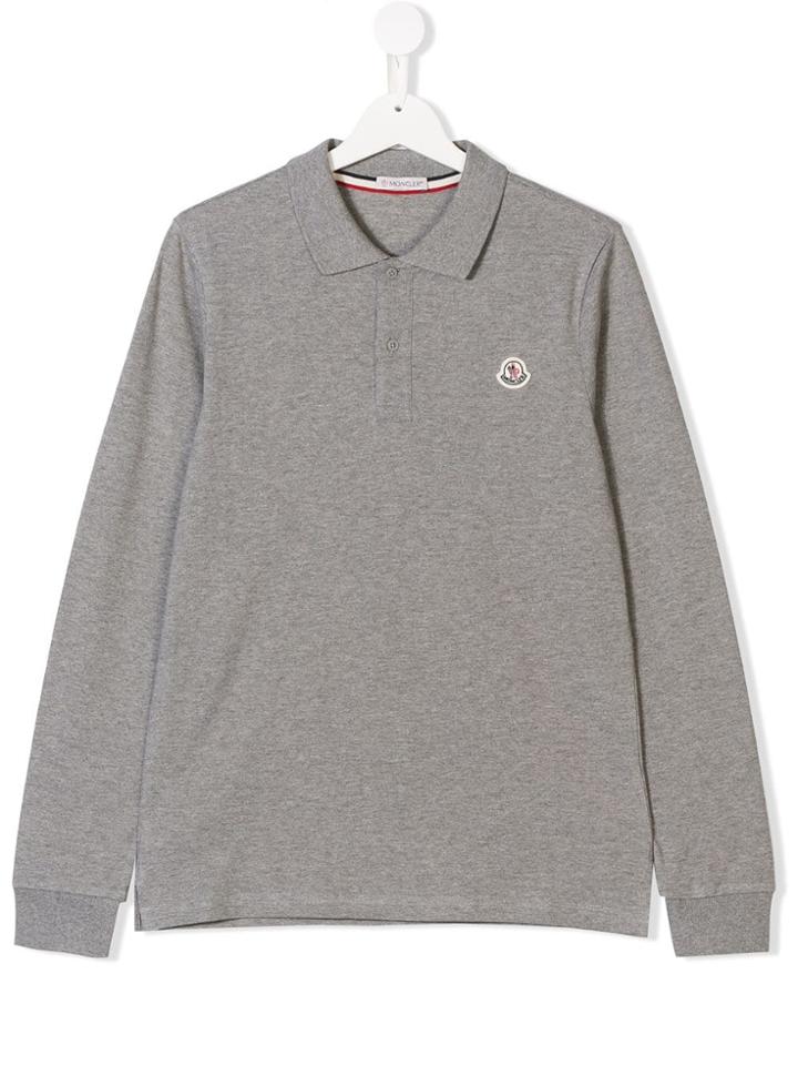 Moncler Kids Teen Logo Patch Polo Shirt - Grey