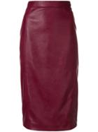 Stella Mccartney Faux Leather Pencil Skirt - Red